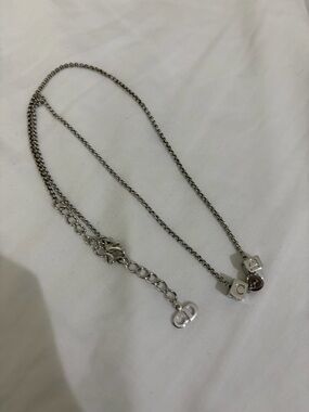 Dior Silver-Tone Necklace with Cube Letter Charms and Red Accent